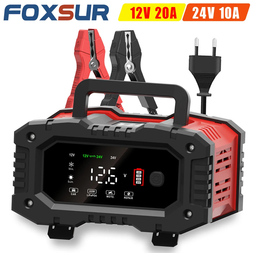 Charge Up Anywhere! 🚗🔋 FOXSUR Portable Car Battery Charger - Your Go-To Solution for 12V & 24V Batteries! Perfect for Motorcycles, Trucks, and More! #BatteryLife #CarEssentials