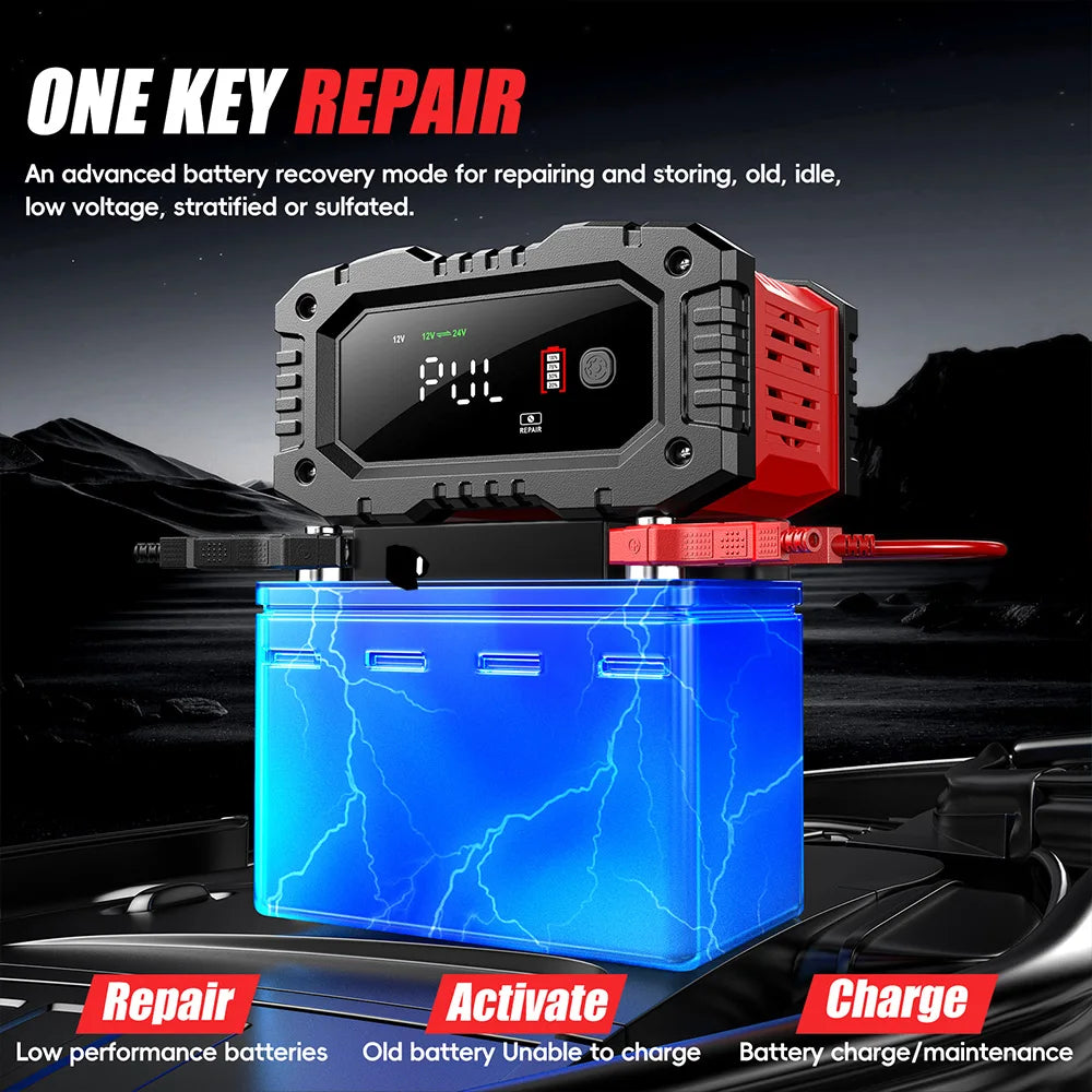 Charge Up Anywhere! 🚗🔋 FOXSUR Portable Car Battery Charger - Your Go-To Solution for 12V & 24V Batteries! Perfect for Motorcycles, Trucks, and More! #BatteryLife #CarEssentials